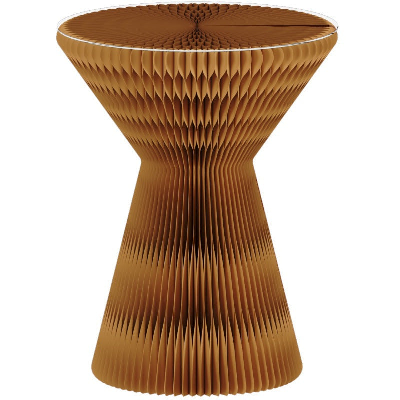 Contemporary Creative Glass Acrylic Kraft Paper Round Cone Coffee Table 1-Tier For Living Room