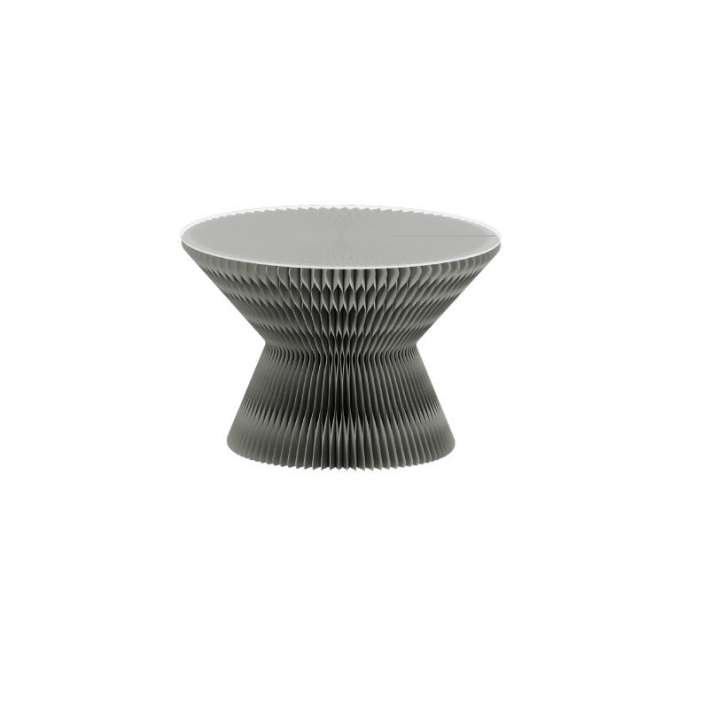 Contemporary Creative Glass Acrylic Kraft Paper Round Cone Coffee Table 1-Tier For Living Room