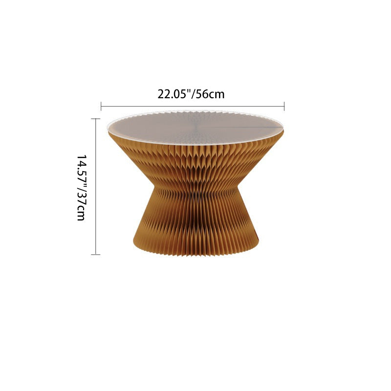 Contemporary Creative Glass Acrylic Kraft Paper Round Cone Coffee Table 1-Tier For Living Room