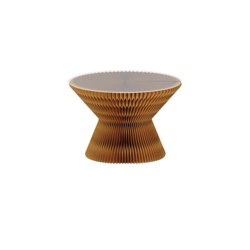 Contemporary Creative Glass Acrylic Kraft Paper Round Cone Coffee Table 1-Tier For Living Room