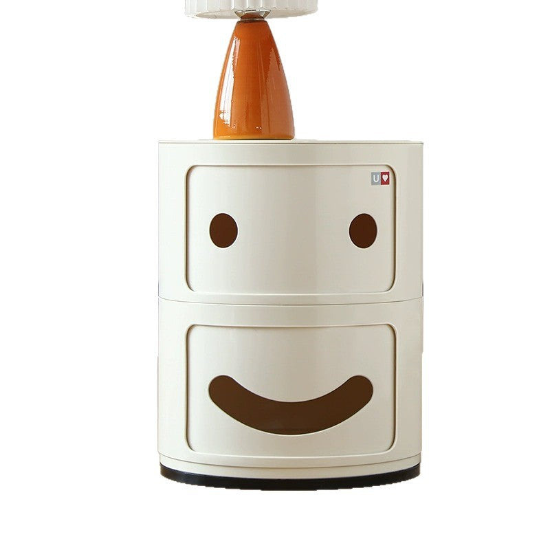 Contemporary Creative ABS Smiley Round Side Table 2-Storage For Living Room
