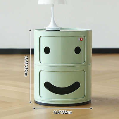 Contemporary Creative ABS Smiley Round Side Table 2-Storage For Living Room