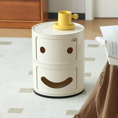 Contemporary Creative ABS Smiley Round Side Table 2-Storage For Living Room