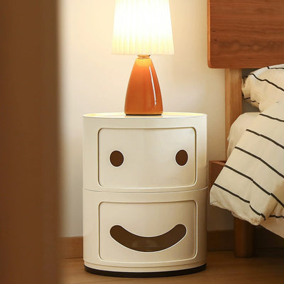 Contemporary Creative ABS Smiley Round Side Table 2-Storage For Living Room