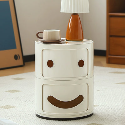 Contemporary Creative ABS Smiley Round Side Table 2-Storage For Living Room