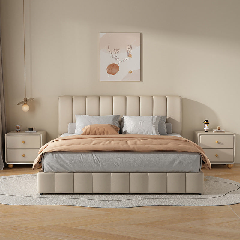 Modern Luxury Solid Wood &amp; Metal Curved Square Nightstand 2-Drawer For Bedroom