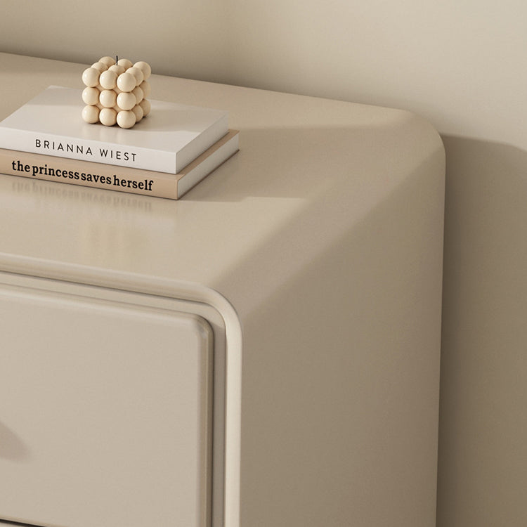 Modern Luxury Solid Wood &amp; Metal Curved Square Nightstand 2-Drawer For Bedroom