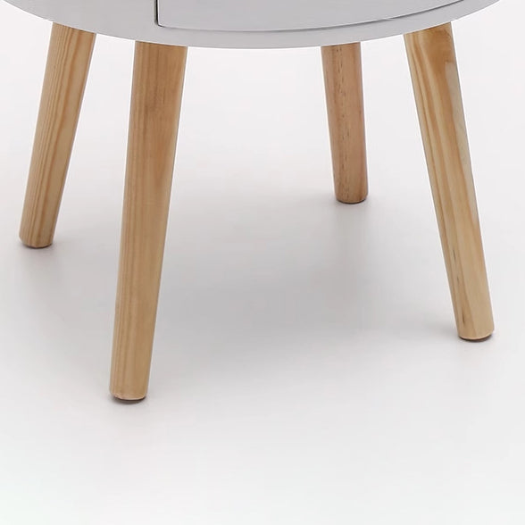 Contemporary Scandinavian Solid Wood Medium-Density Fiberboard Round Cylindrical Side Table 1-Tier For Living Room
