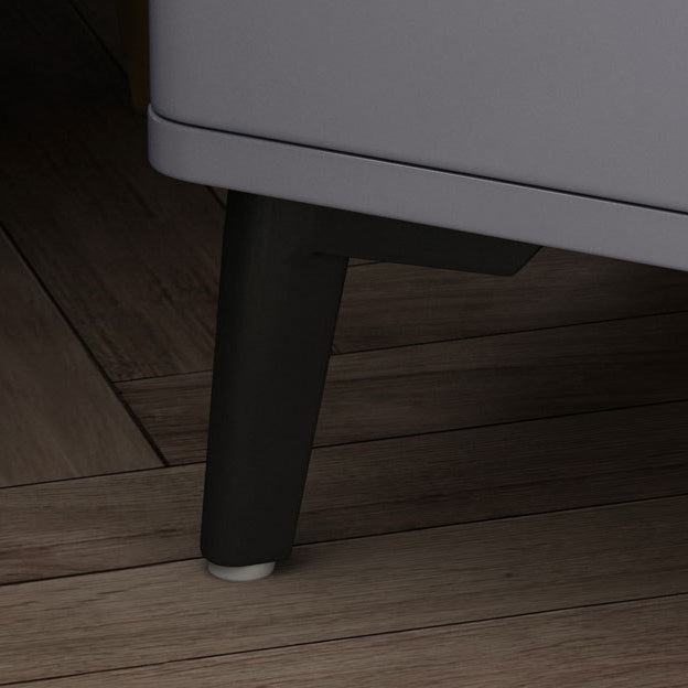 Modern Luxury Sintered Stone Rubberwood Rounded Rectangular Cylindrical Nightstand With 3 Drawers For Bedroom