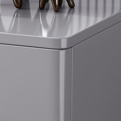 Modern Luxury Sintered Stone Rubberwood Rounded Rectangular Cylindrical Nightstand With 3 Drawers For Bedroom