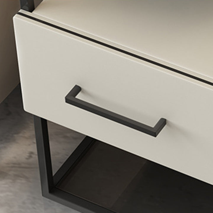 Contemporary Scandinavian Tempered Glass Carbon Steel MDF Rectangular Side Table 3-Tier For Living Room