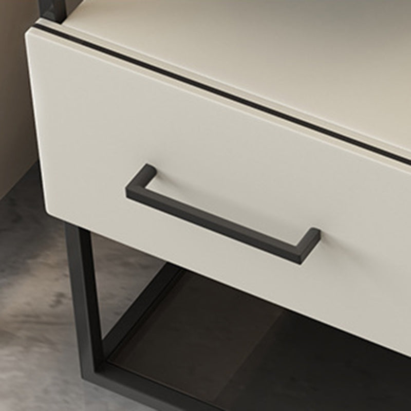 Contemporary Scandinavian Tempered Glass Carbon Steel MDF Rectangular Side Table 3-Tier For Living Room