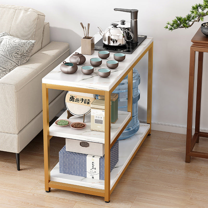 Contemporary Scandinavian Engineered Wood Metal Rectangular Square Side Table 3-Tier For Living Room