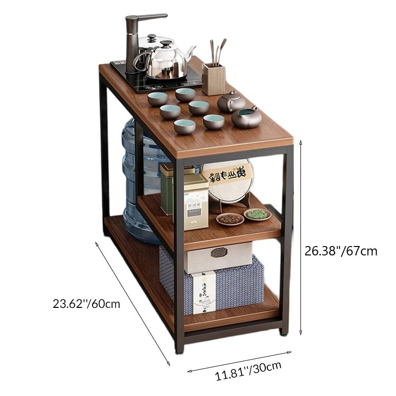 Table d’appoint contemporaine scandinave en bois d’ingénierie et métal, rectangulaire/carrée, à 3 niveaux pour salon 