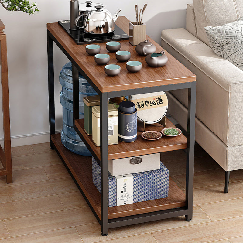 Contemporary Scandinavian Engineered Wood Metal Rectangular Square Side Table 3-Tier For Living Room