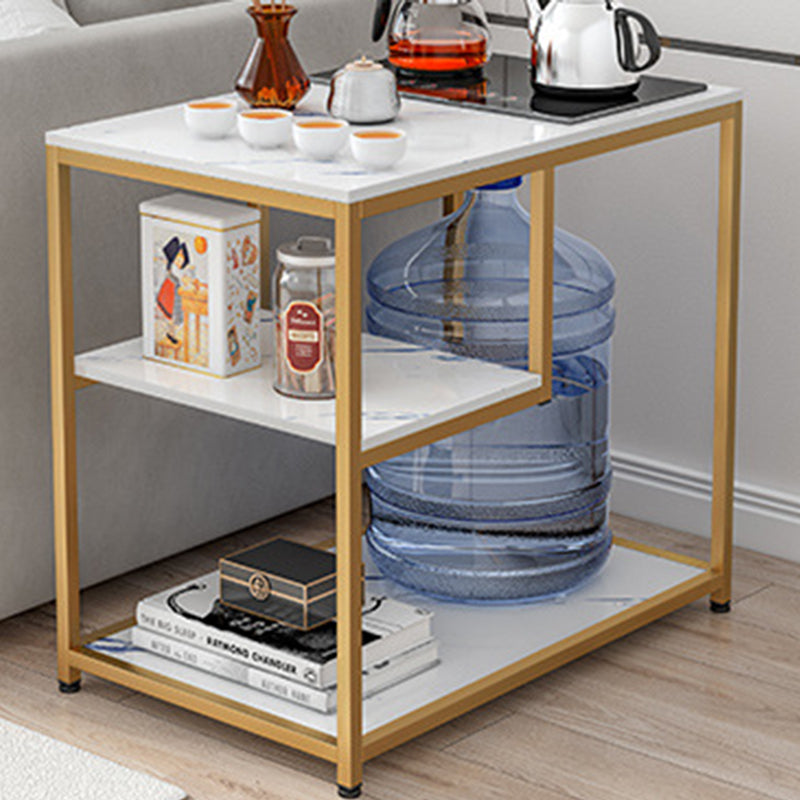 Modern Luxury Medium Density Fiberboard Steel Rectangular Side Table 3-Tier For Living Room