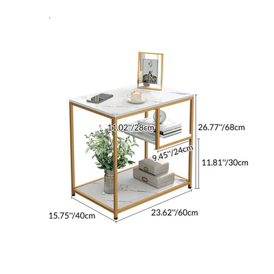Modern Luxury Medium Density Fiberboard Steel Rectangular Side Table 3-Tier For Living Room