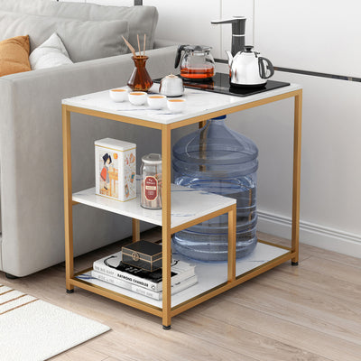 Modern Luxury Medium Density Fiberboard Steel Rectangular Side Table 3-Tier For Living Room