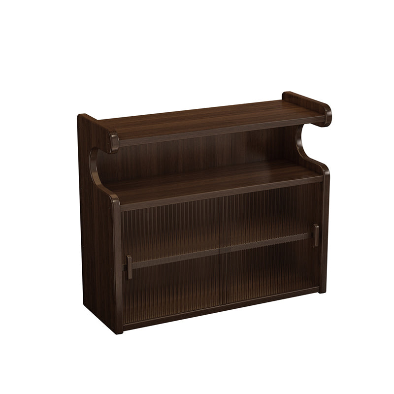 Traditional Chinese Acrylic Bamboo Rectangular Curved Side Table Shelf 4-Tier For Dining Room