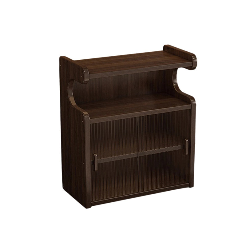 Traditional Chinese Acrylic Bamboo Rectangular Curved Side Table Shelf 4-Tier For Dining Room