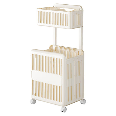 Contemporary Scandinavian PP ABS Hollow Square Mobile Side Table 2-Storage For Living Room