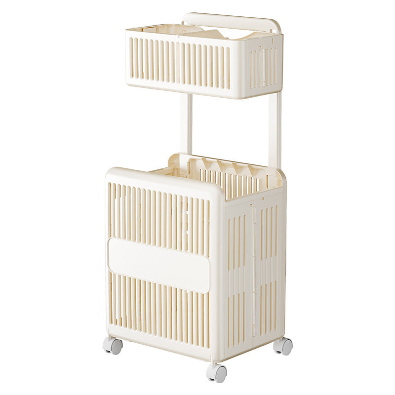 Contemporary Scandinavian PP ABS Hollow Square Mobile Side Table 2-Storage For Living Room
