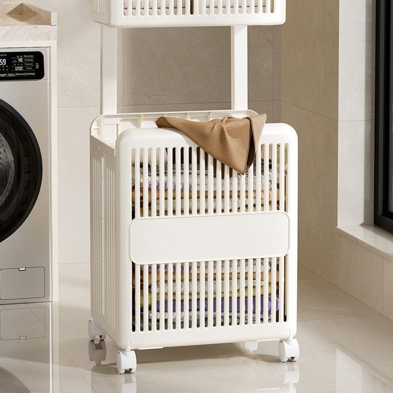 Contemporary Scandinavian PP ABS Hollow Square Mobile Side Table 2-Storage For Living Room