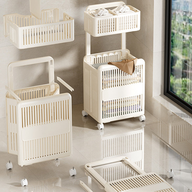 Contemporary Scandinavian PP ABS Hollow Square Mobile Side Table 2-Storage For Living Room