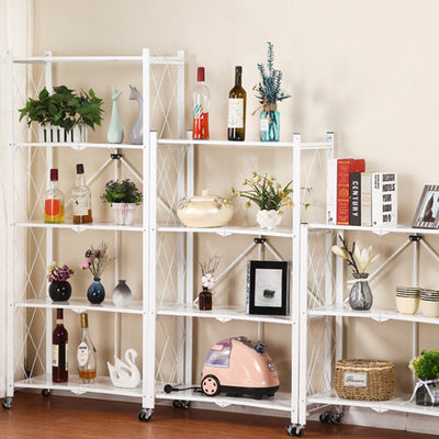 Modern Minimalist Steel Movable Rectangular Storage Shelf 3/4/5-Shelves For Living Room