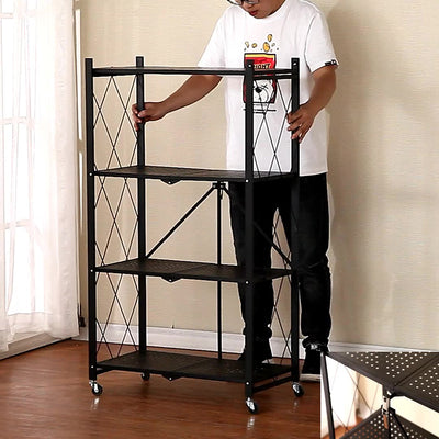 Modern Minimalist Steel Movable Rectangular Storage Shelf 3/4/5-Shelves For Living Room