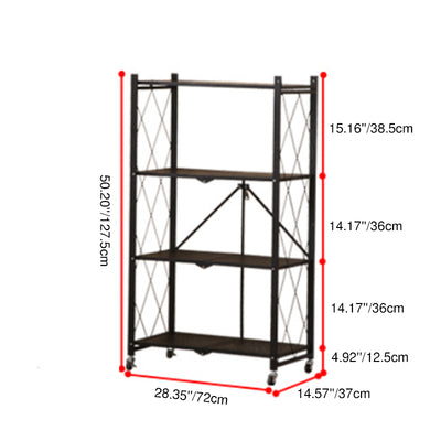 Modern Minimalist Steel Movable Rectangular Storage Shelf 3/4/5-Shelves For Living Room