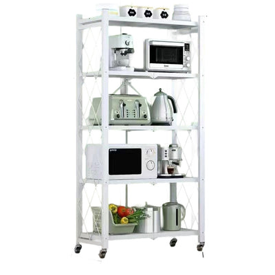 Modern Minimalist Carbon Steel Hollow Rectangular Movable Storage Shelf 3/4/5-Shelves For Living Room