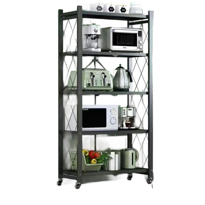 Modern Minimalist Carbon Steel Hollow Rectangular Movable Storage Shelf 3/4/5-Shelves For Living Room