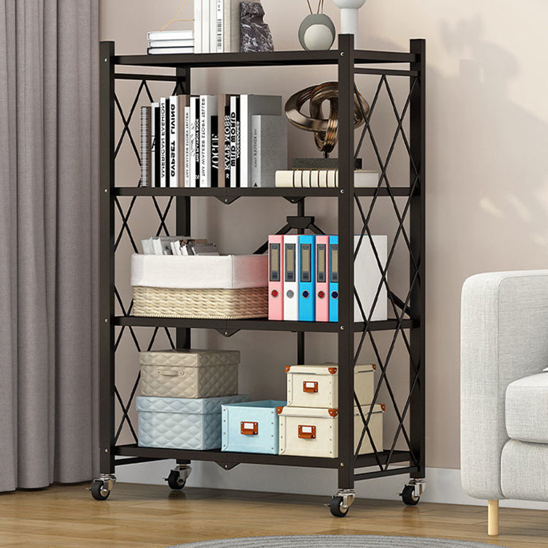 Modern Minimalist Carbon Steel Hollow Rectangular Movable Storage Shelf 3/4/5-Shelves For Living Room