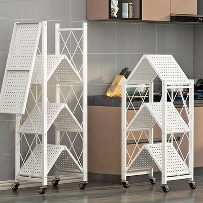 Modern Minimalist Carbon Steel Hollow Rectangular Movable Storage Shelf 3/4/5-Shelves For Living Room