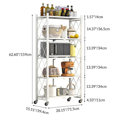 Modern Minimalist Carbon Steel Hollow Rectangular Movable Storage Shelf 3/4/5-Shelves For Living Room