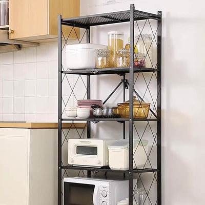 Modern Minimalist Carbon Steel Hollow Rectangular Movable Storage Shelf 3/4/5-Shelves For Living Room