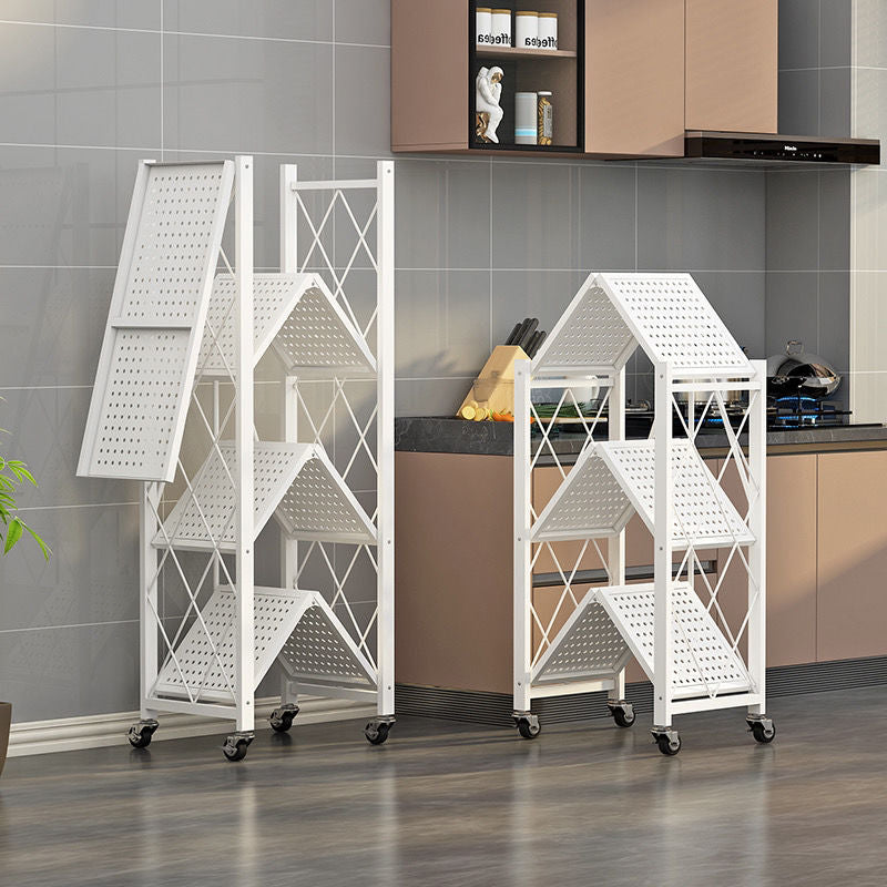 Modern Minimalist Carbon Steel Hollow Rectangular Movable Storage Shelf 3/4/5-Shelves For Living Room