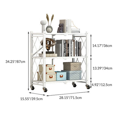 Modern Minimalist Carbon Steel Hollow Rectangular Movable Storage Shelf 3/4/5-Shelves For Living Room
