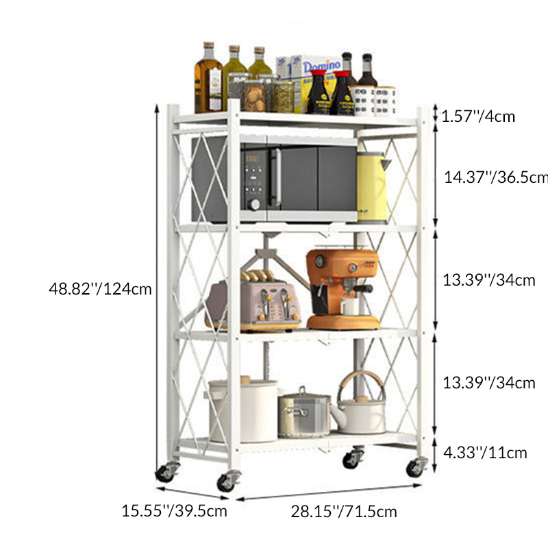 Modern Minimalist Carbon Steel Hollow Rectangular Movable Storage Shelf 3/4/5-Shelves For Living Room