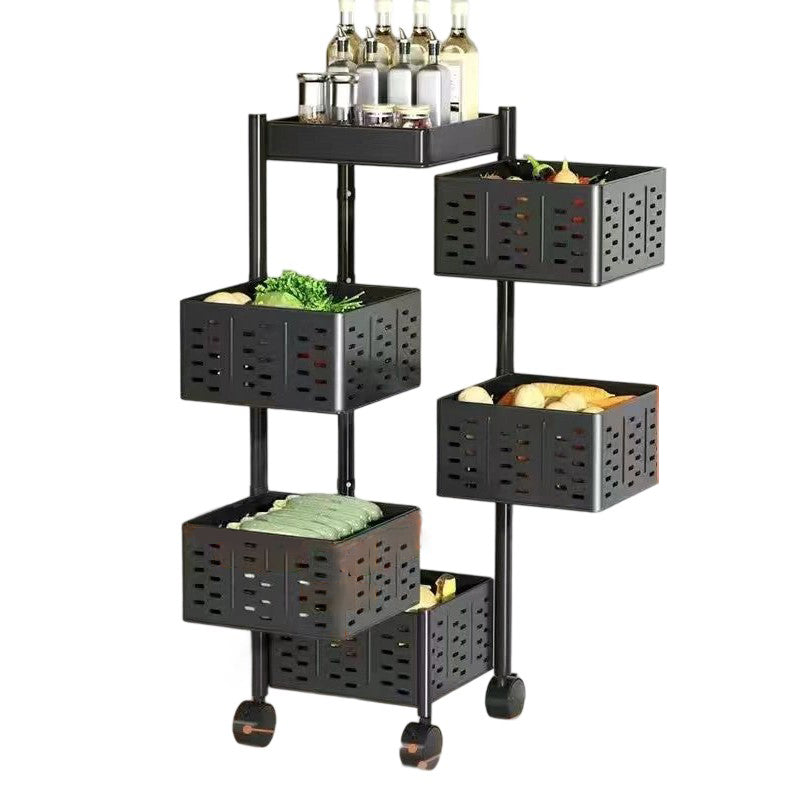 Modern Minimalist Carbon Steel Movable Square Hollow Storage Shelf 3/4/5-Shelves For Living Room