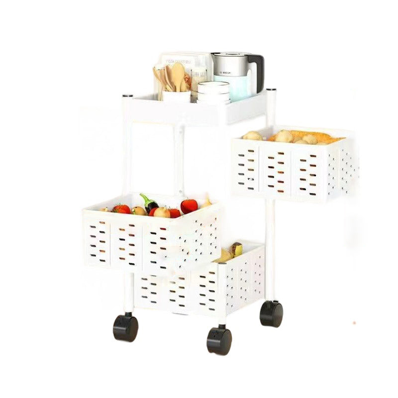 Modern Minimalist Carbon Steel Movable Square Hollow Storage Shelf 3/4/5-Shelves For Living Room