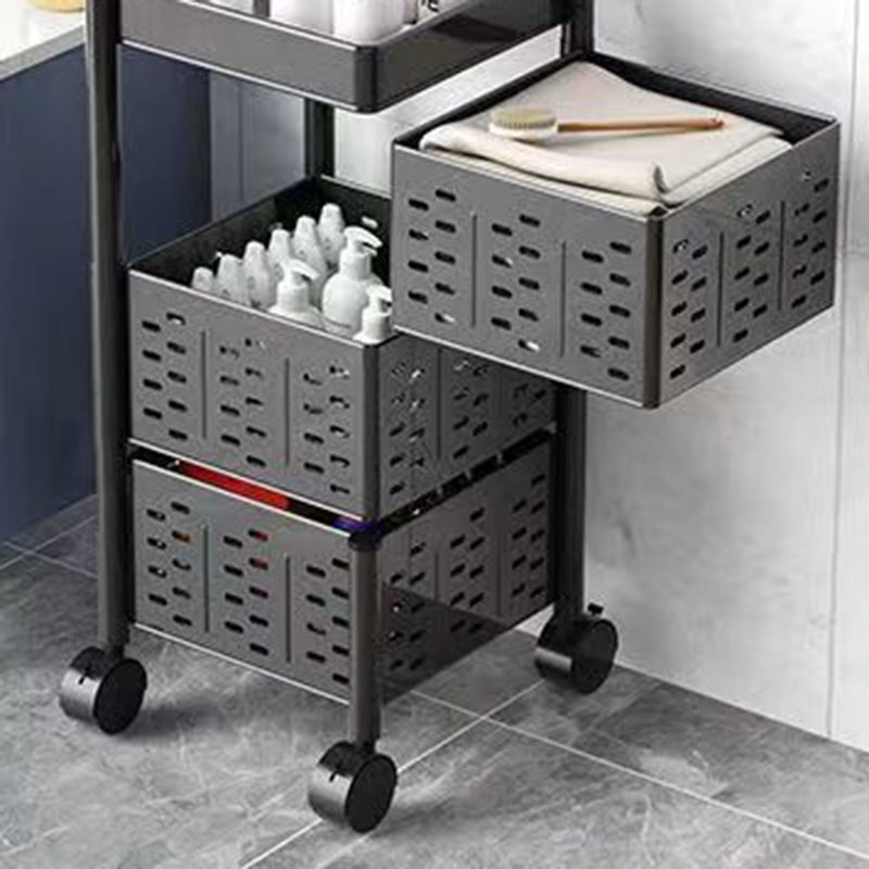 Modern Minimalist Carbon Steel Movable Square Hollow Storage Shelf 3/4/5-Shelves For Living Room