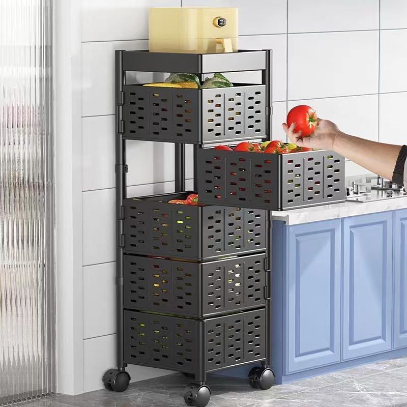 Modern Minimalist Carbon Steel Movable Square Hollow Storage Shelf 3/4/5-Shelves For Living Room