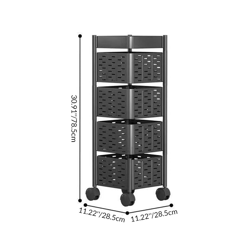 Modern Minimalist Carbon Steel Movable Square Hollow Storage Shelf 3/4/5-Shelves For Living Room