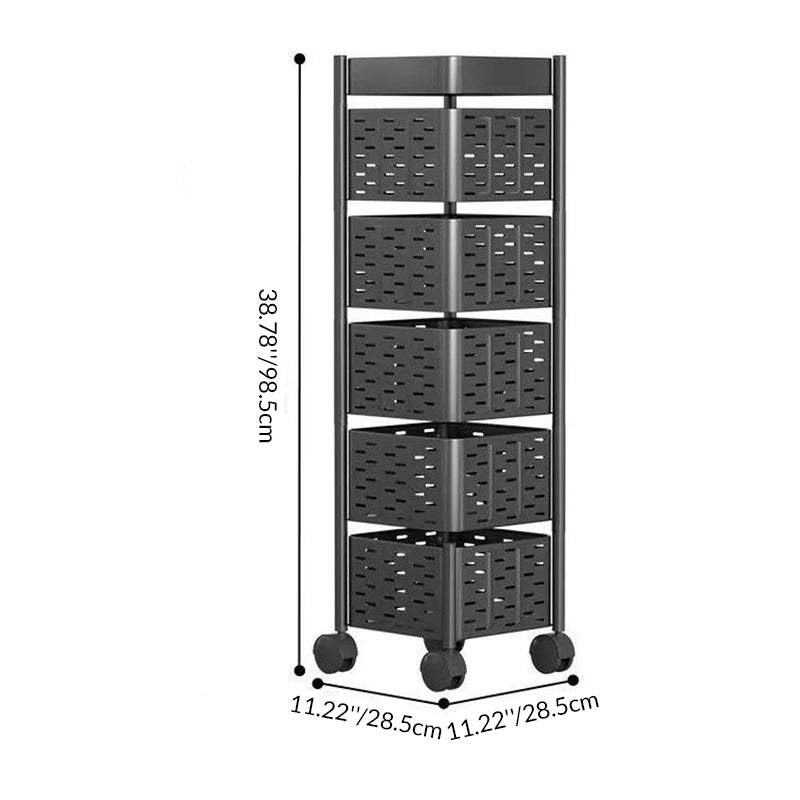 Modern Minimalist Carbon Steel Movable Square Hollow Storage Shelf 3/4/5-Shelves For Living Room