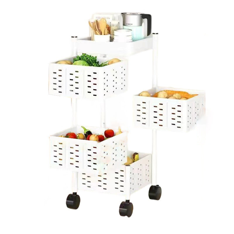 Modern Minimalist Carbon Steel Movable Square Hollow Storage Shelf 3/4/5-Shelves For Living Room