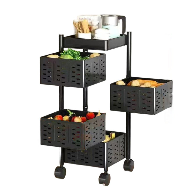 Modern Minimalist Carbon Steel Movable Square Hollow Storage Shelf 3/4/5-Shelves For Living Room