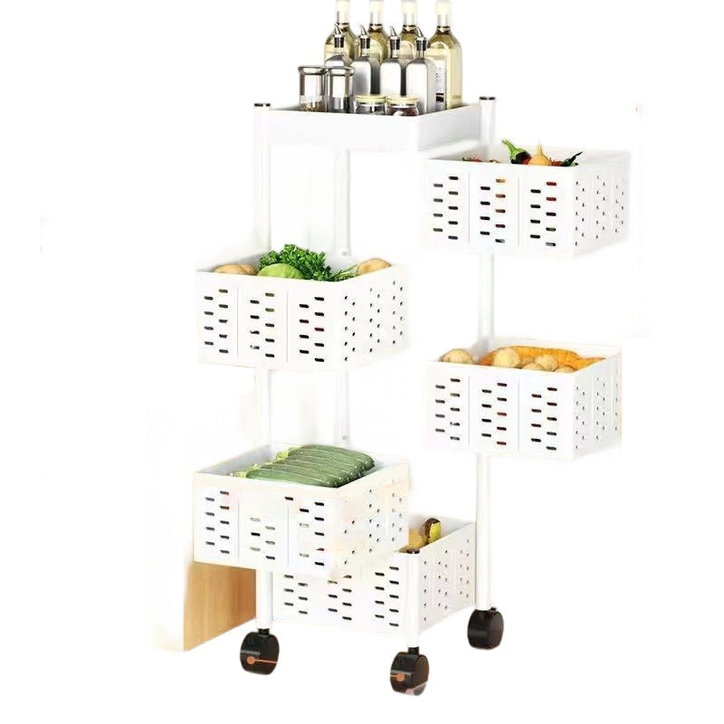 Modern Minimalist Carbon Steel Movable Square Hollow Storage Shelf 3/4/5-Shelves For Living Room