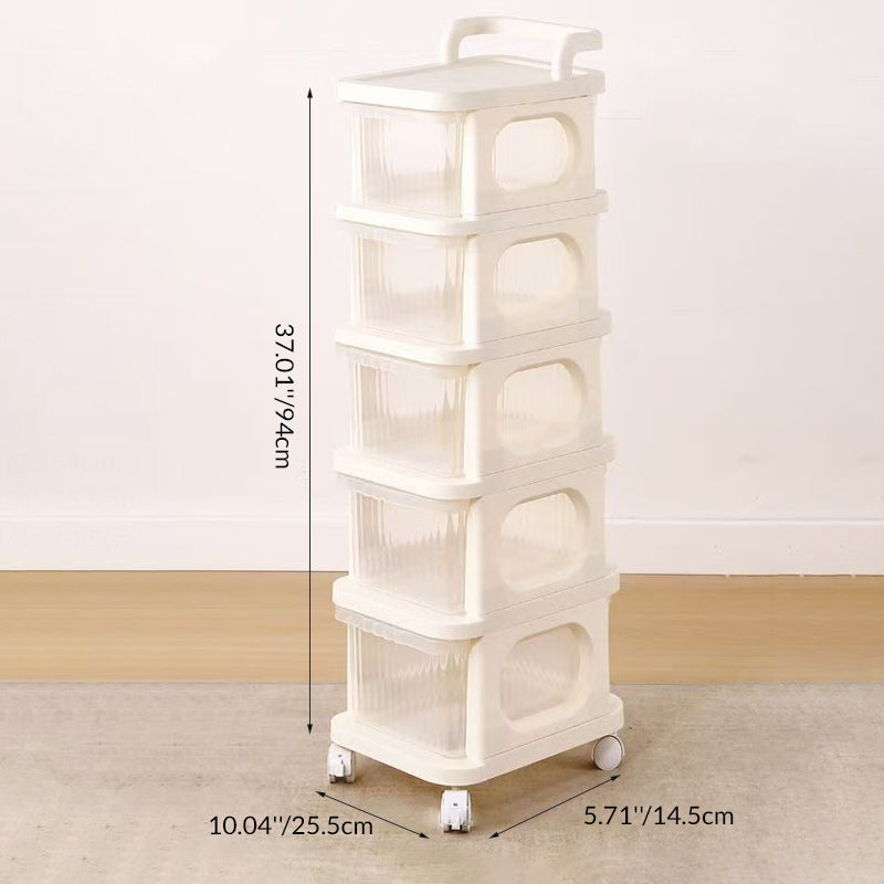 Contemporary Scandinavian Plastic Movable Striped Square Storage Cabinet 5-Cabinets For Living Room